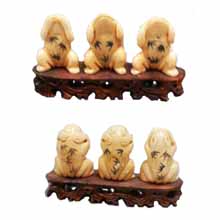 OX BONE CARVED THREE NO FROG SMALL
